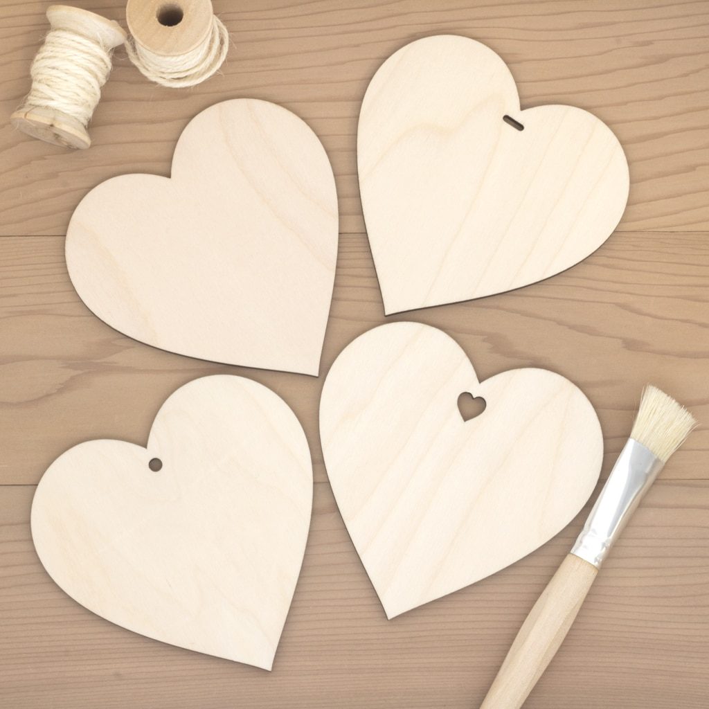 10cm wooden hearts