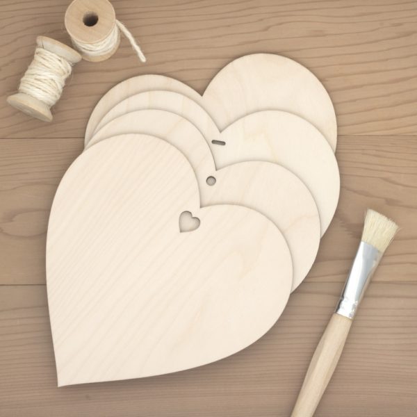 15cm birch wood wooden hearts plain hole heart slot