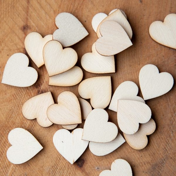 2cm wooden hearts