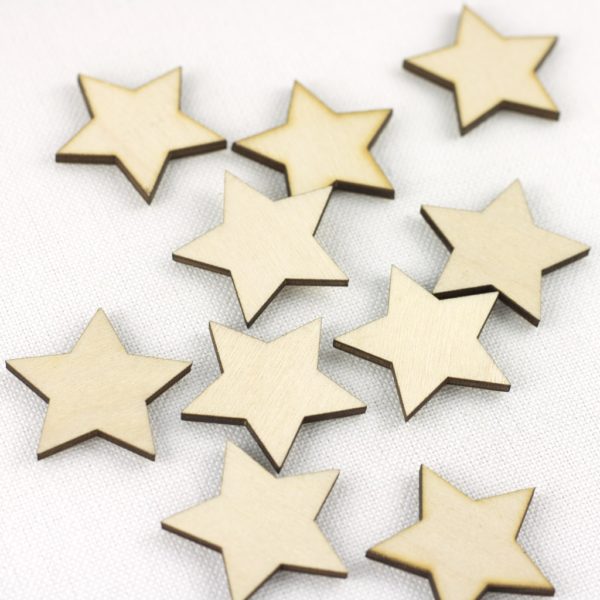 mini wooden 3cm star embellishments