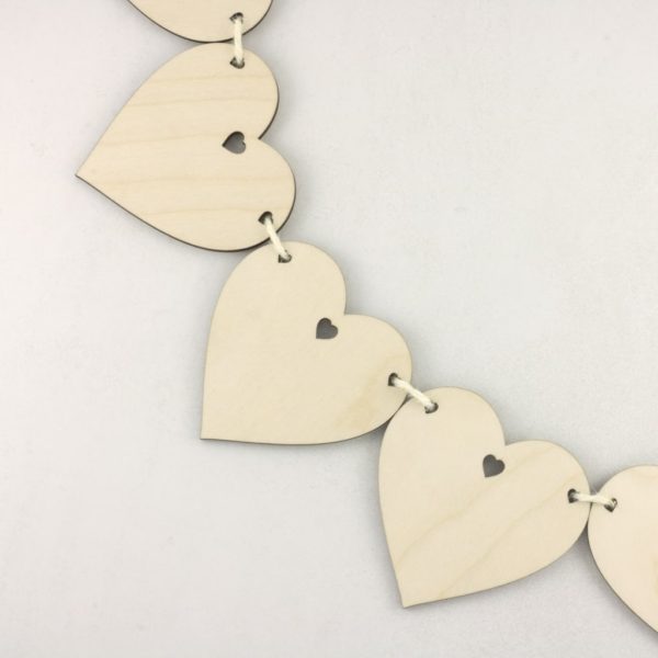 Wooden Heart in Heart Bunting Hanging Craft Decoration