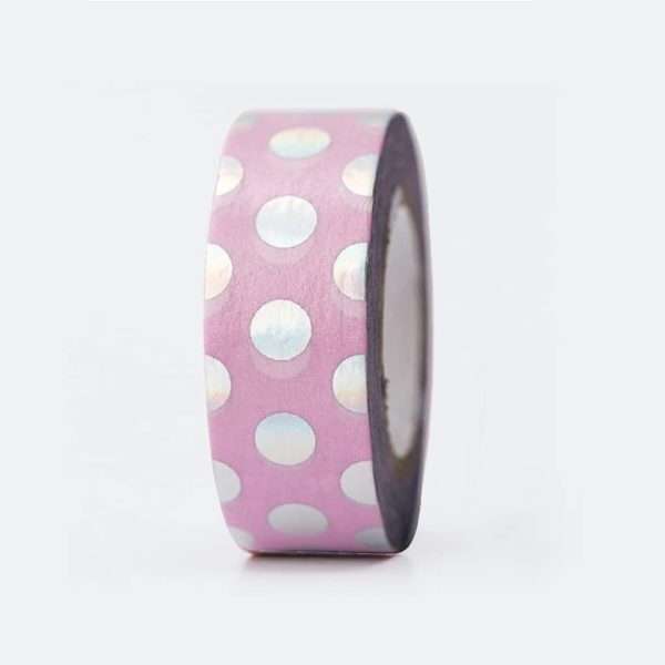 washi tape pink iridescent dots