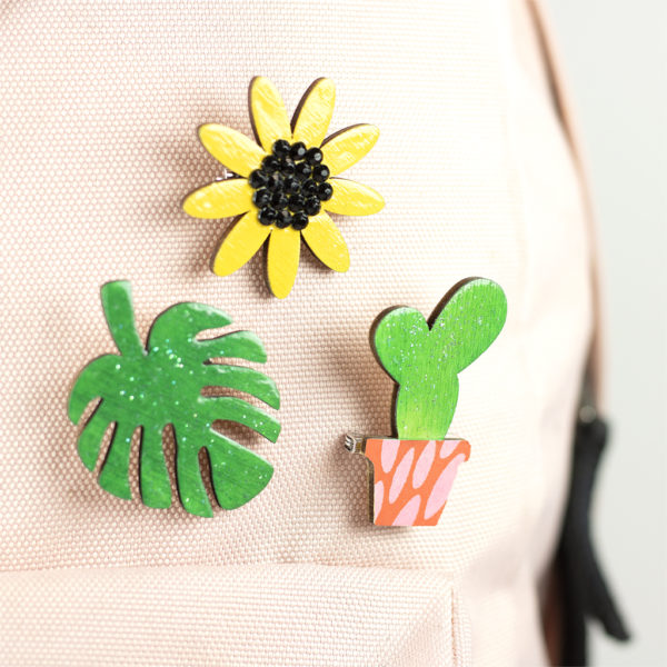 Brooches Monstera Artcuts Wooden